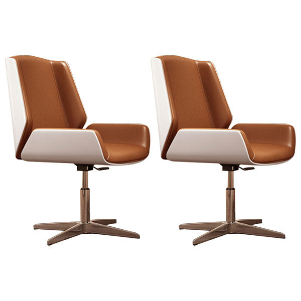 Modern Style Swivel Task Chair Faux Leather Office Chair with Fixed Arms