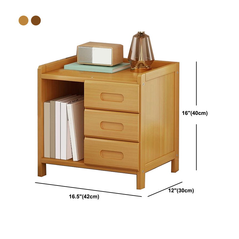 Solid Wood Bed Nightstand Drawer Storage Modern 16 Inch H Night Table with Legs