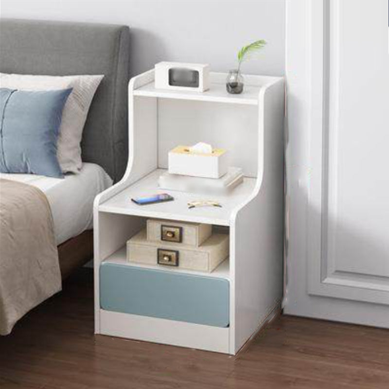 Modern Open Storage Night Table Drawer Storage Imitation Wood Nightstand