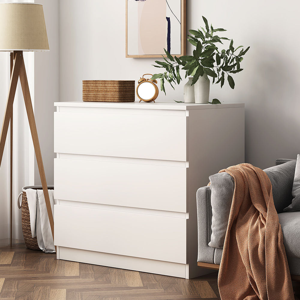 16" D White Wooden Dresser Modern Style Multi Drawers Storage Chest