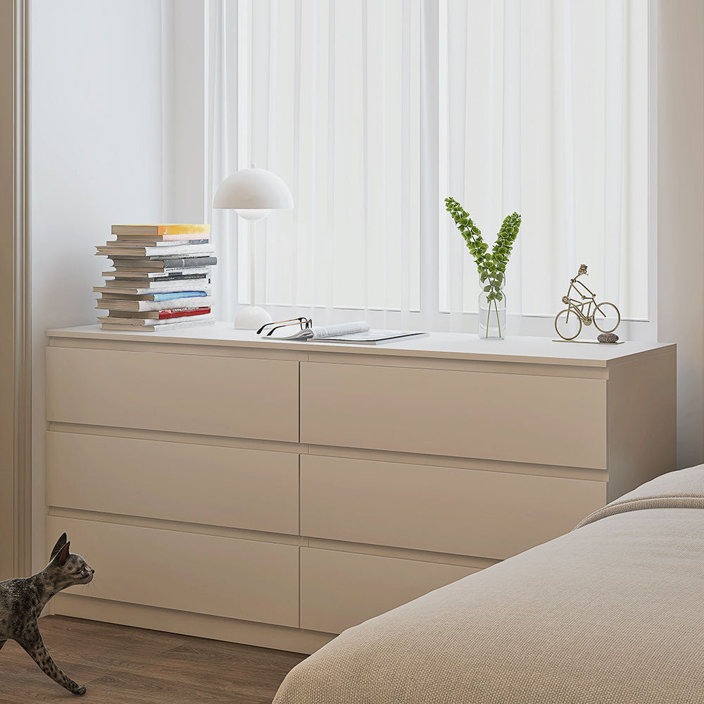 16" D White Wooden Dresser Modern Style Multi Drawers Storage Chest