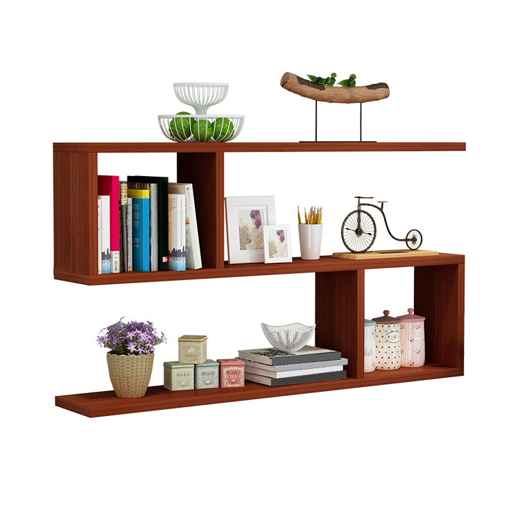 Modern Style Geometric Bookshelf, 2/3-shelf Wall Mounted Engineered Wood Bookcase
