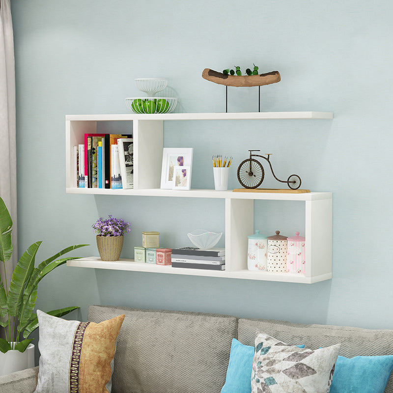 Modern Style Geometric Bookshelf, 2/3-shelf Wall Mounted Engineered Wood Bookcase