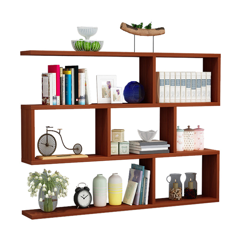 Modern Style Geometric Bookshelf, 2/3-shelf Wall Mounted Engineered Wood Bookcase