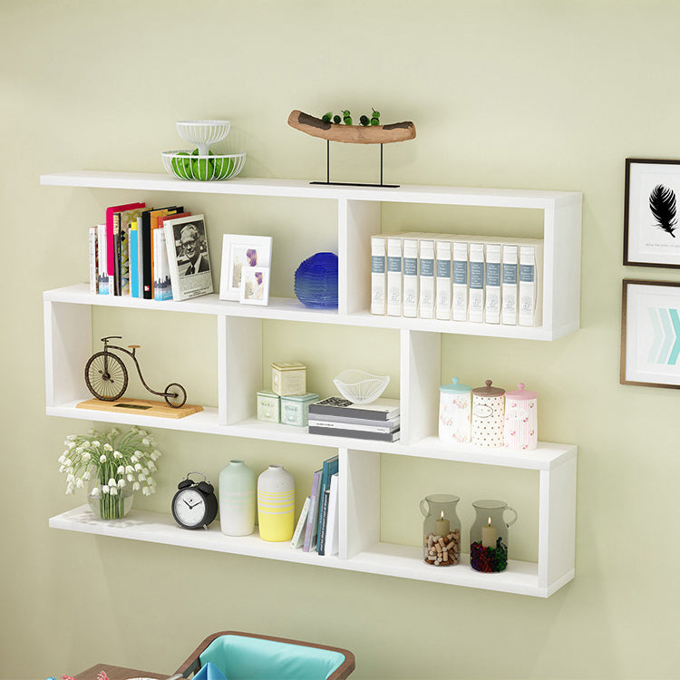 Modern Style Geometric Bookshelf, 2/3-shelf Wall Mounted Engineered Wood Bookcase