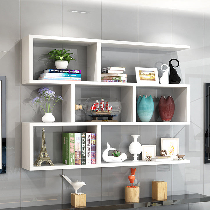 Modern Style Geometric Bookshelf, 2/3-shelf Wall Mounted Engineered Wood Bookcase