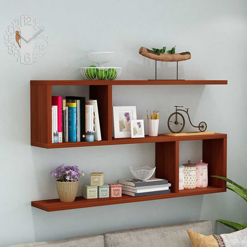 Modern Style Geometric Bookshelf, 2/3-shelf Wall Mounted Engineered Wood Bookcase