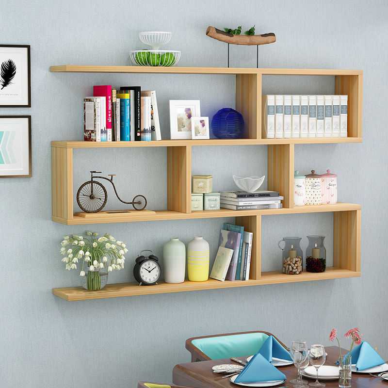 Modern Style Geometric Bookshelf, 2/3-shelf Wall Mounted Engineered Wood Bookcase