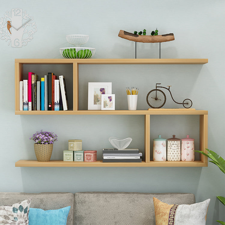 Modern Style Geometric Bookshelf, 2/3-shelf Wall Mounted Engineered Wood Bookcase