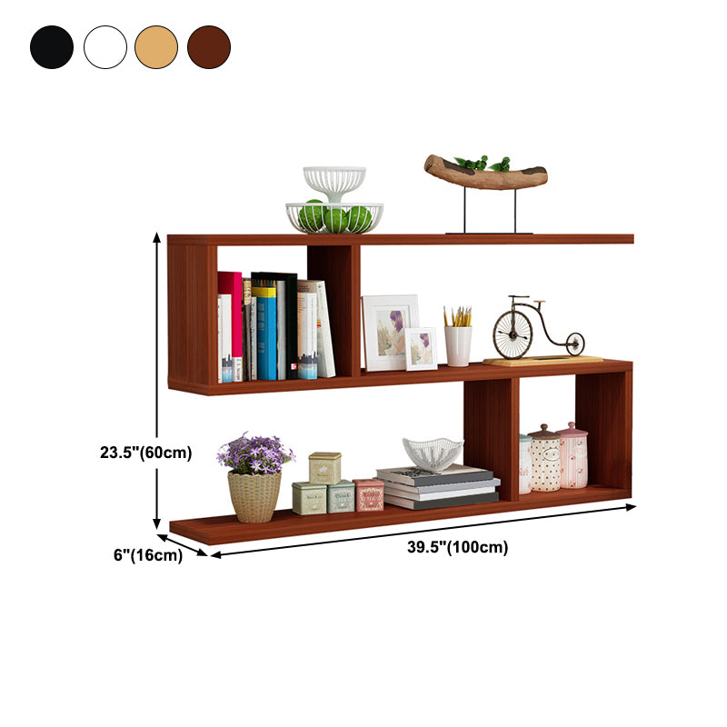 Modern Style Geometric Bookshelf, 2/3-shelf Wall Mounted Engineered Wood Bookcase
