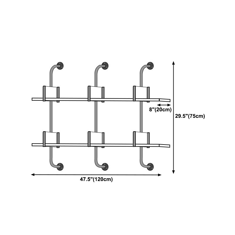 Wooden Wall Mounted Bookshelf Industrial Floating Storage Bookcase