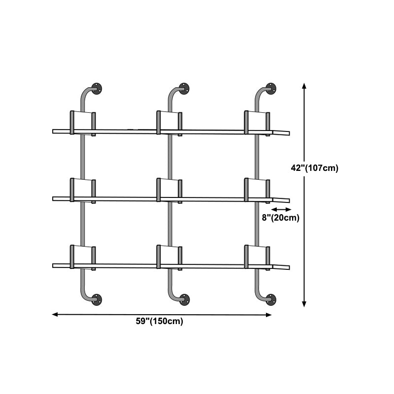 Wooden Wall Mounted Bookshelf Industrial Floating Storage Bookcase
