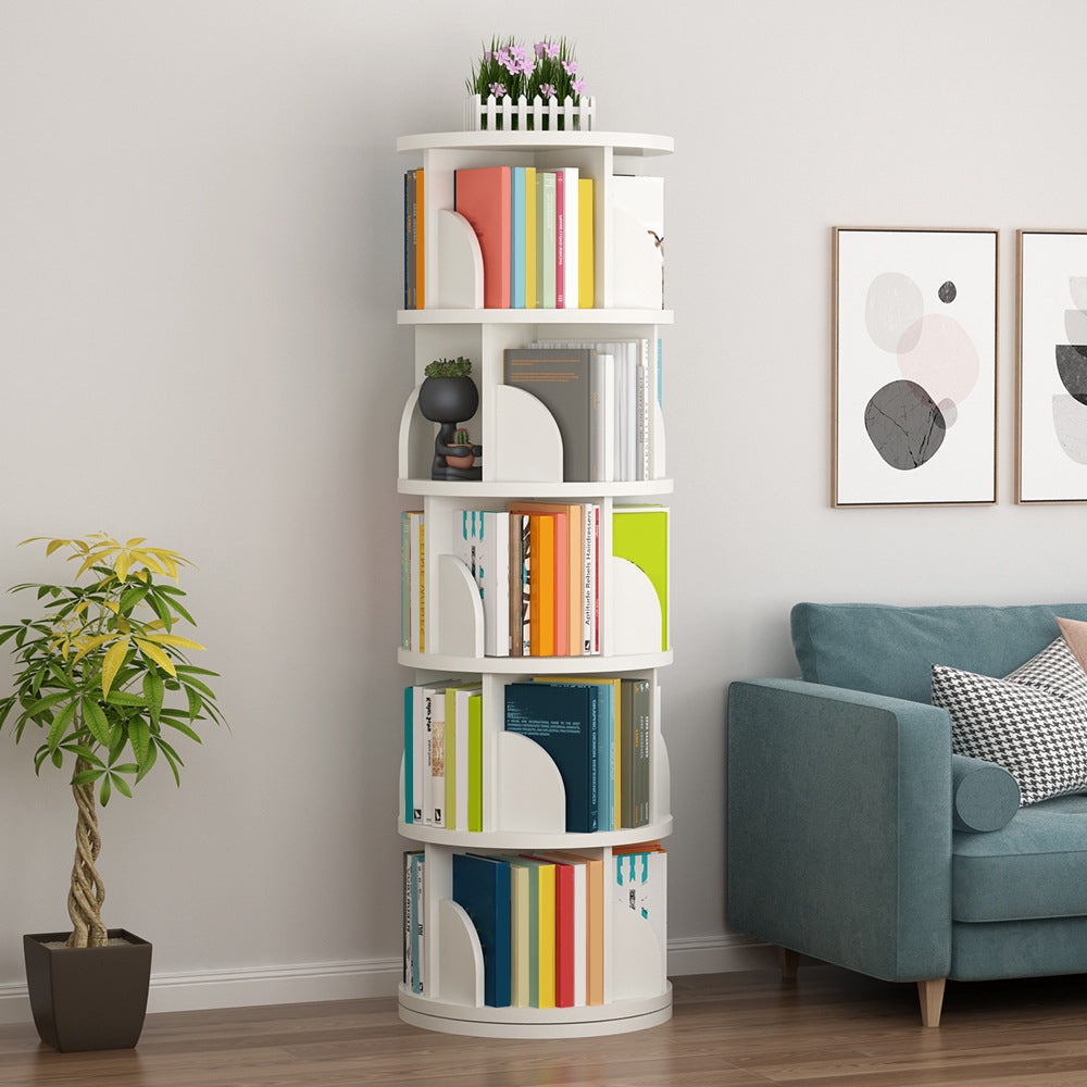 Open Wooden Bookshelf Modern Home Living Room Revolving Bookcase