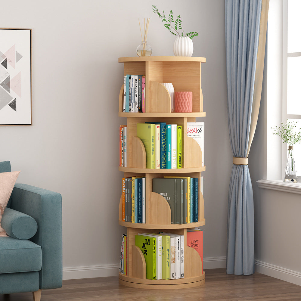 Open Wooden Bookshelf Modern Home Living Room Revolving Bookcase