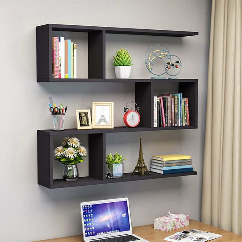 Contemporary Style Geometric Bookshelf, 3-shelf Engineered Wood Bookcase, 29.5" H