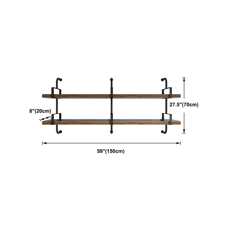 7.87" Wide Solid Wood Floating Shelf Industrial Wall Mounted Bookshelf