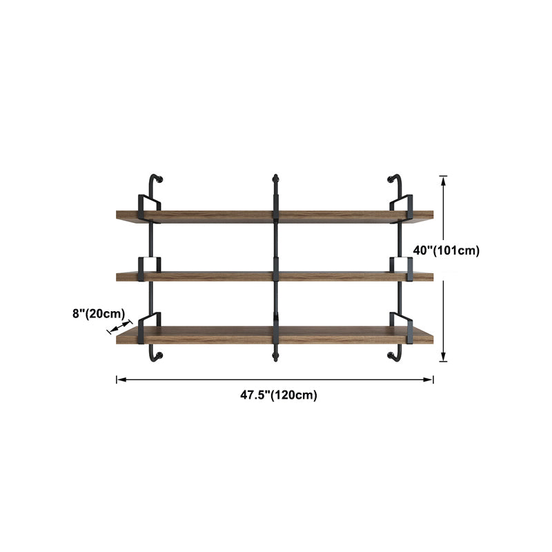 7.87" Wide Solid Wood Floating Shelf Industrial Wall Mounted Bookshelf