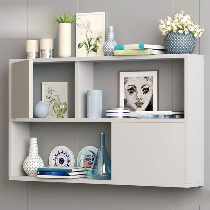 Modern Engineered Wood Bookcase, Geometric Bookshelf for Any Room, 25.5" H