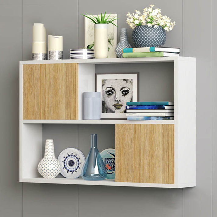 Modern Engineered Wood Bookcase, Geometric Bookshelf for Any Room, 25.5" H