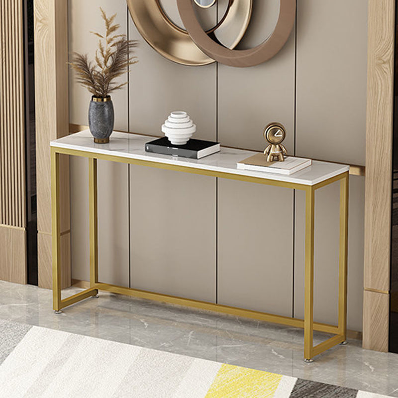 Trestle Legs 41.33" H Table Stone Rectangle Console Accent Table