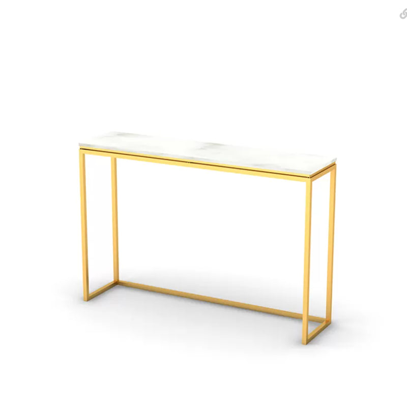 Trestle Legs 41.33" H Table Stone Rectangle Console Accent Table