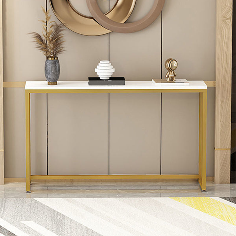 Trestle Legs 41.33" H Table Stone Rectangle Console Accent Table