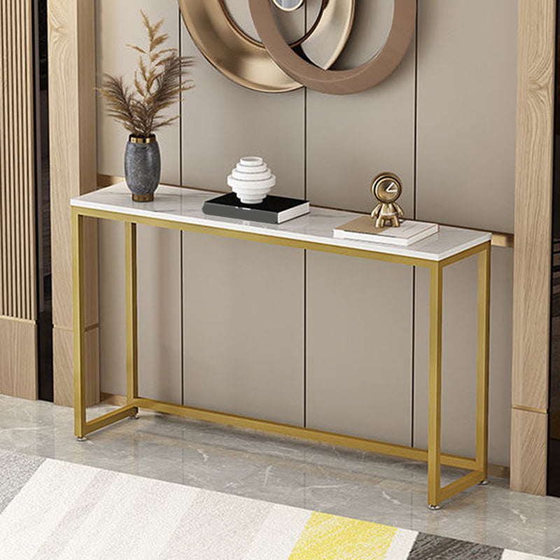 Trestle Legs 41.33" H Table Stone Rectangle Console Accent Table