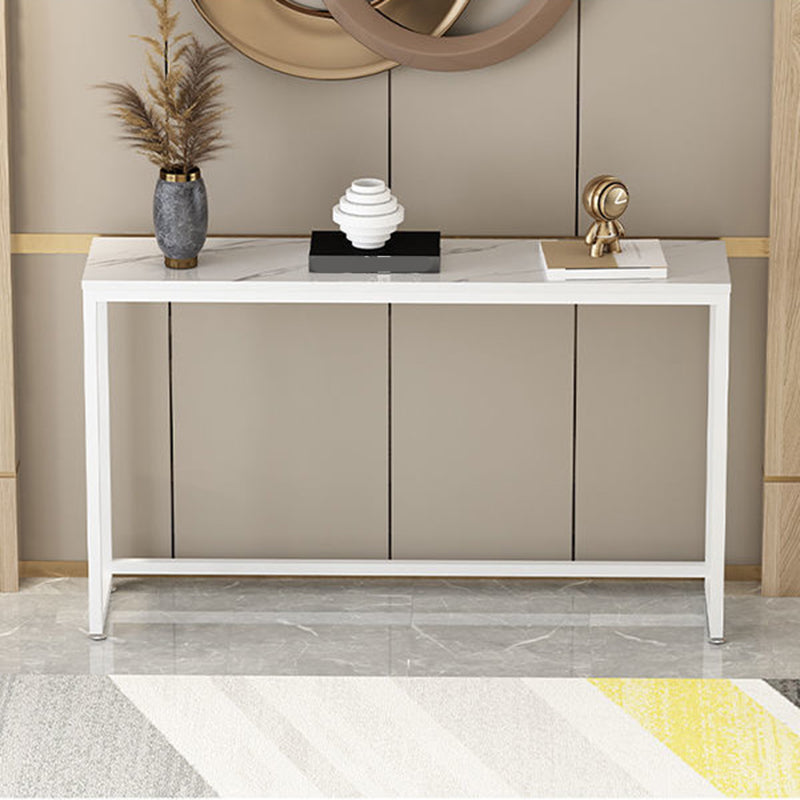 Trestle Legs 41.33" H Table Stone Rectangle Console Accent Table