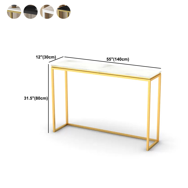 Trestle Legs 41.33" H Table Stone Rectangle Console Accent Table