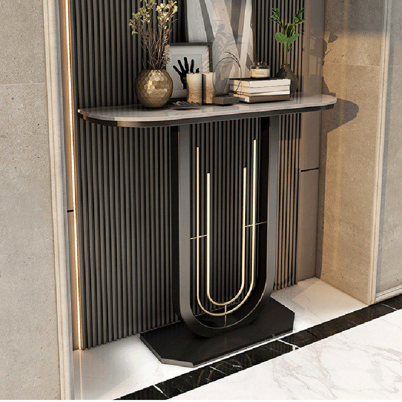 31.5" H Console Table, Modern Accent Table with Half Moon Top