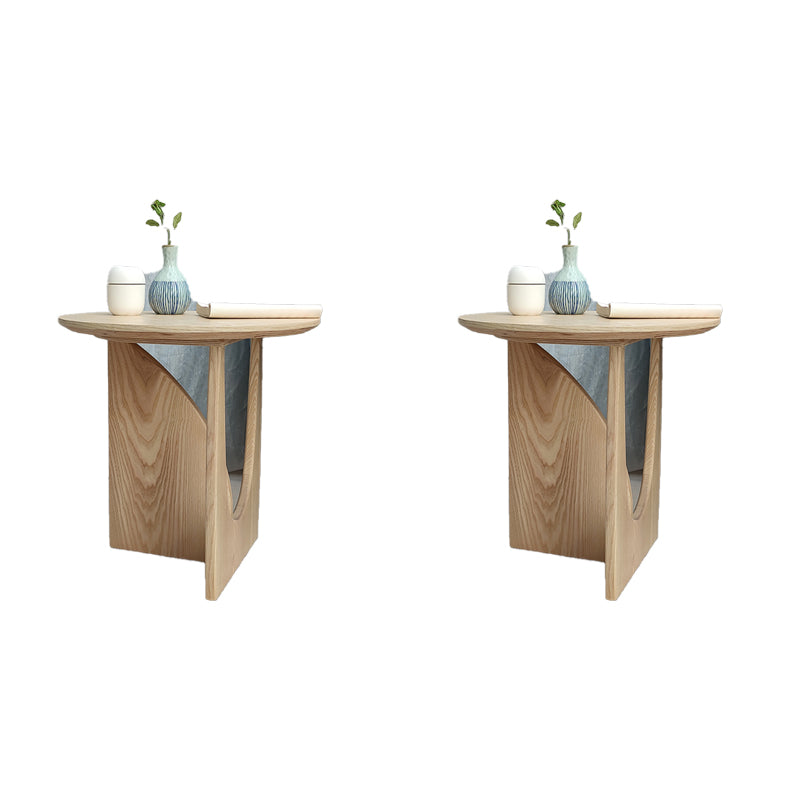 Scandinavian Round Wooden Top Side Table 19.6-inch Abstract End Table