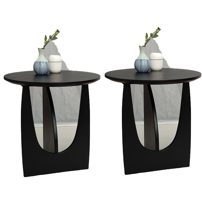 Scandinavian Round Wooden Top Side Table 19.6-inch Abstract End Table