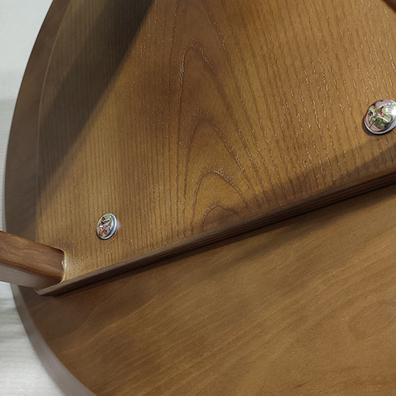 Scandinavian Round Wooden Top Side Table 19.6-inch Abstract End Table