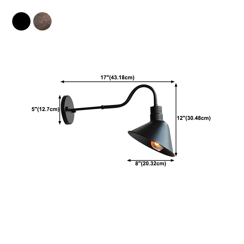 Conical Wall Light Fixture Industrial Style Metal Wall Mount Lighting