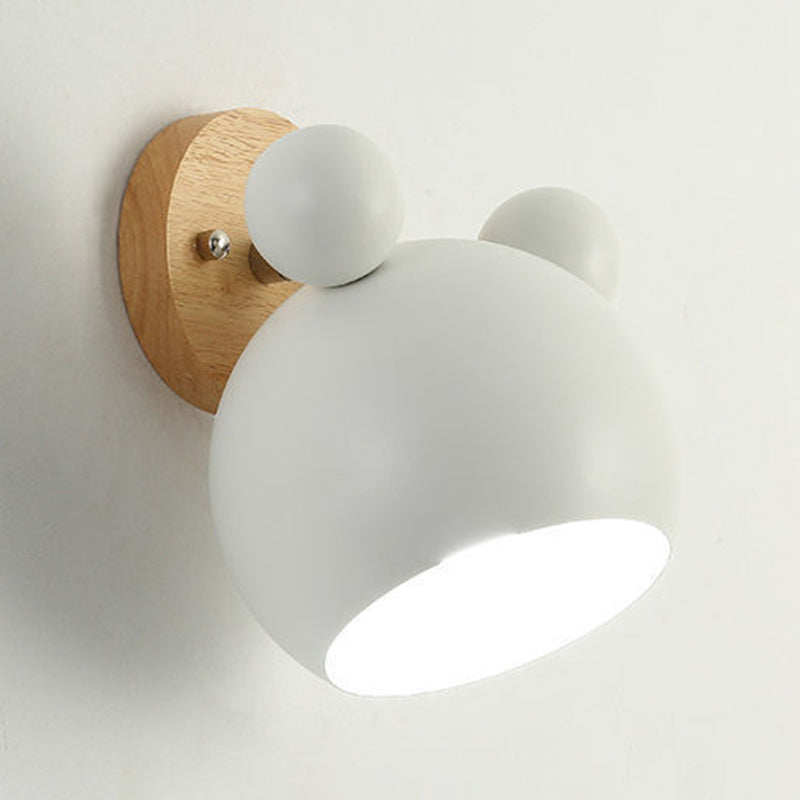Children Wall Light Flush Mount Polish Finish Wood Lighting for Foyer