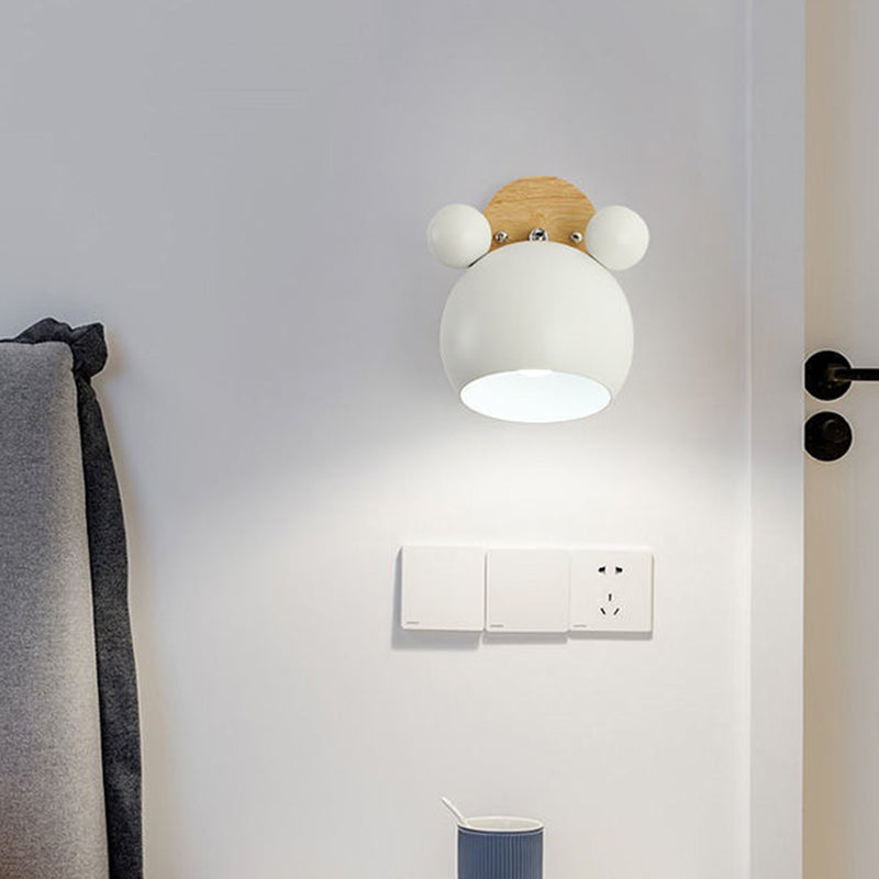Children Wall Light Flush Mount Polish Finish Wood Lighting for Foyer