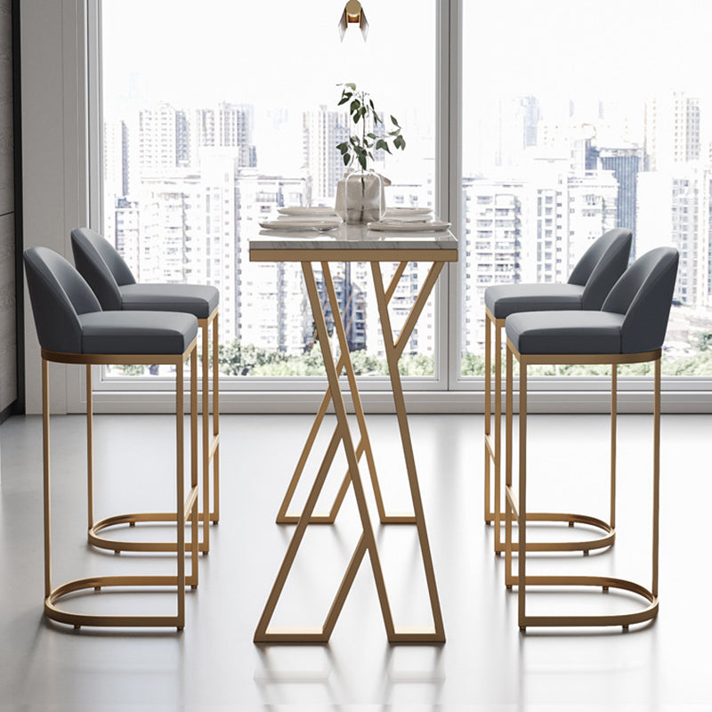 Sintered Stone Top Rectangle Bar Table Luxurious Pub Table with Double Pedestal