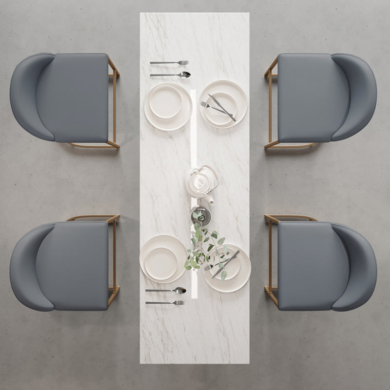 Sintered Stone Top Rectangle Bar Table Luxurious Pub Table with Double Pedestal