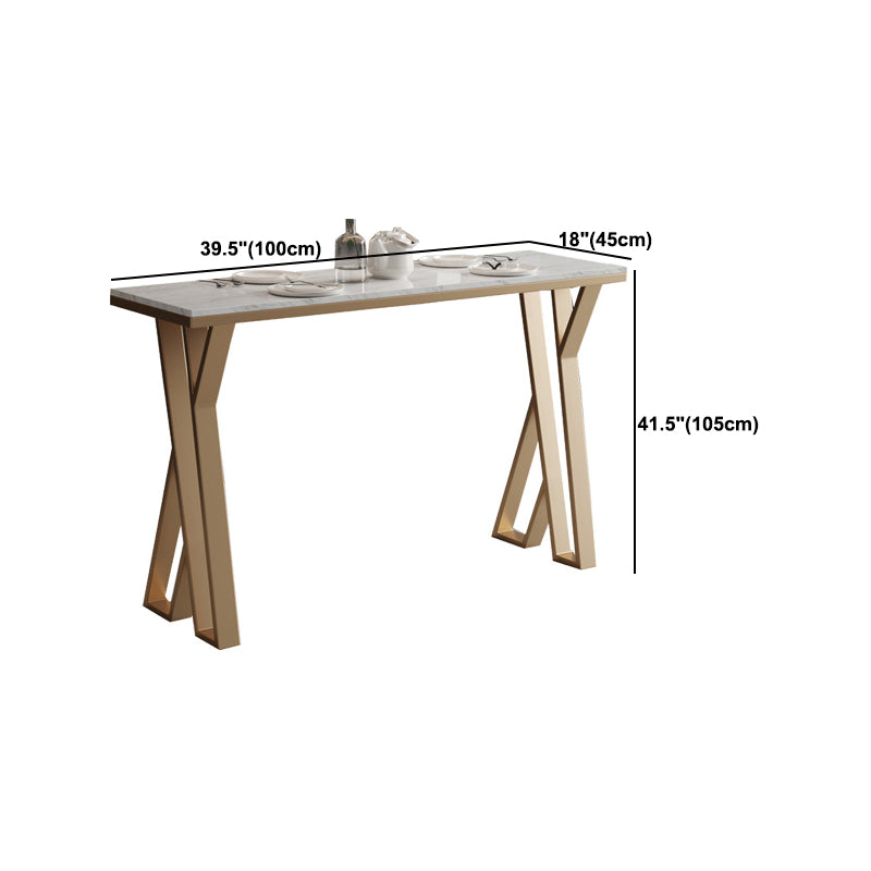 Sintered Stone Top Rectangle Bar Table Luxurious Pub Table with Double Pedestal