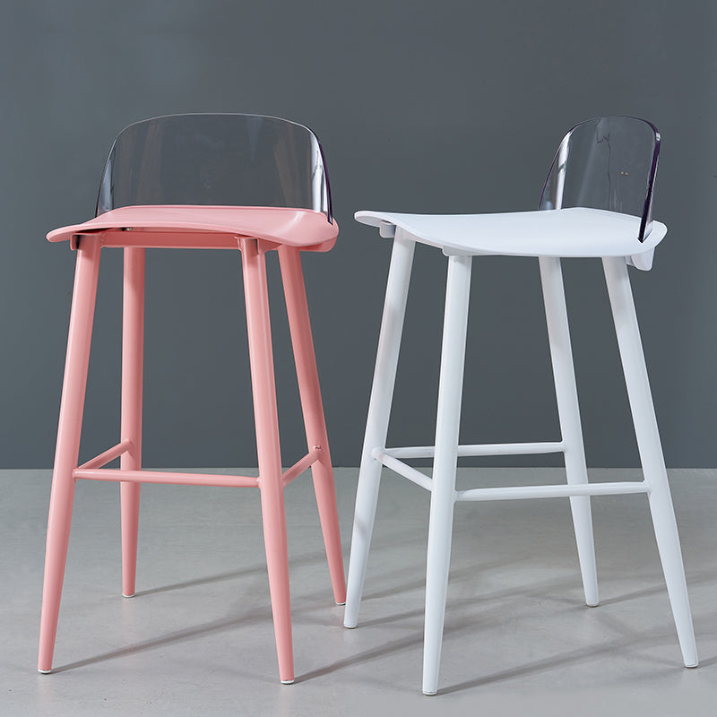 Indoor Rectangle Bar Stool Low Back Plastic Footrest Modern Counter Stool