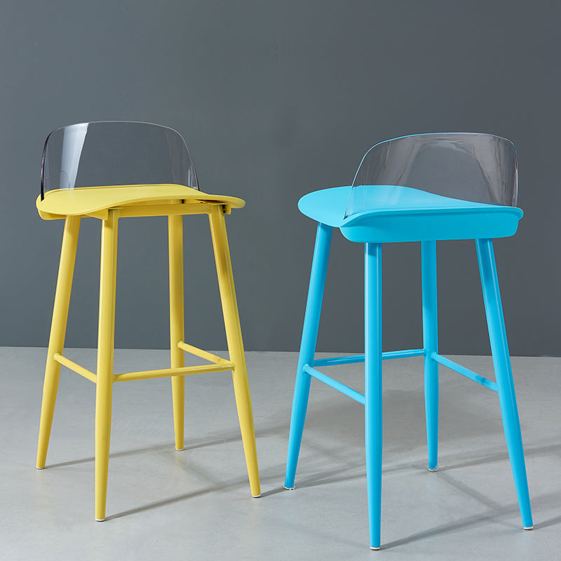 Indoor Rectangle Bar Stool Low Back Plastic Footrest Modern Counter Stool