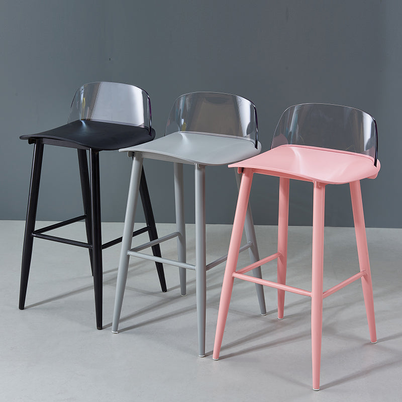 Indoor Rectangle Bar Stool Low Back Plastic Footrest Modern Counter Stool