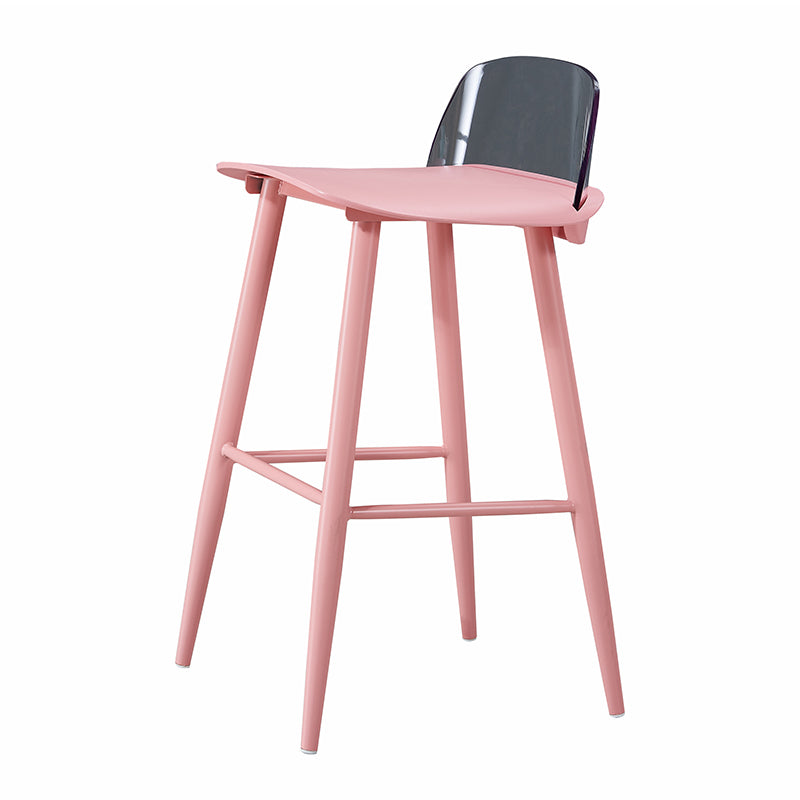 Indoor Rectangle Bar Stool Low Back Plastic Footrest Modern Counter Stool