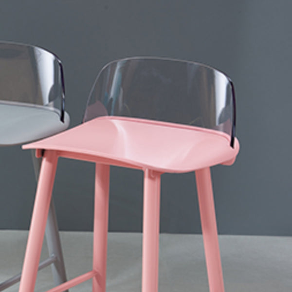 Indoor Rectangle Bar Stool Low Back Plastic Footrest Modern Counter Stool