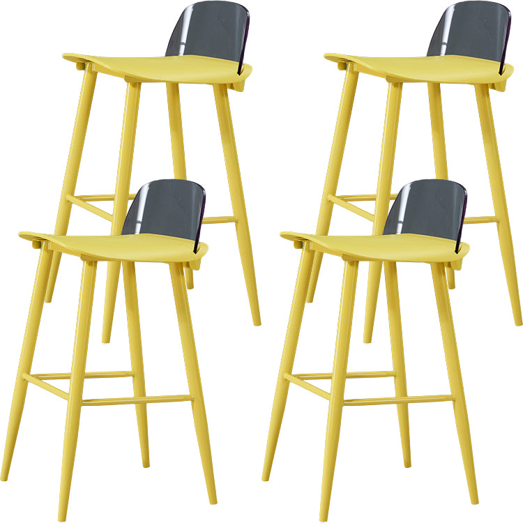 Indoor Rectangle Bar Stool Low Back Plastic Footrest Modern Counter Stool