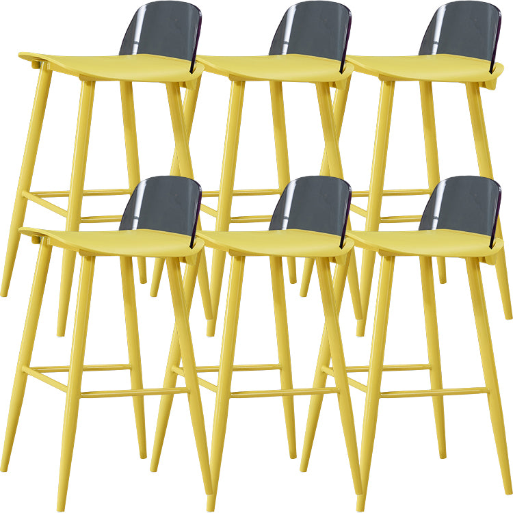 Indoor Rectangle Bar Stool Low Back Plastic Footrest Modern Counter Stool