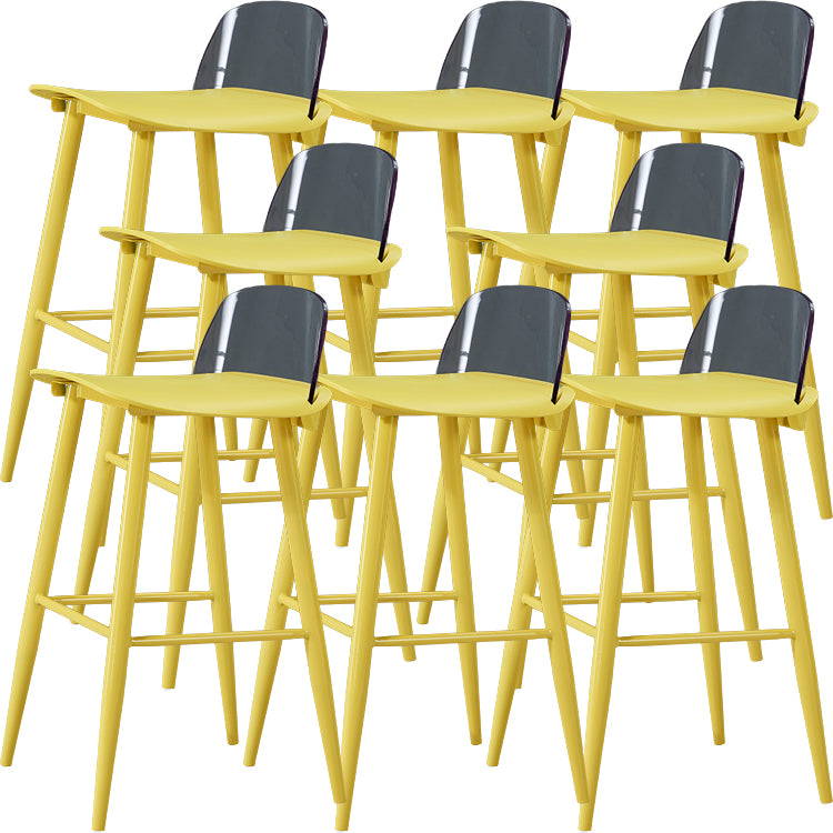 Indoor Rectangle Bar Stool Low Back Plastic Footrest Modern Counter Stool