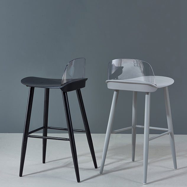 Indoor Rectangle Bar Stool Low Back Plastic Footrest Modern Counter Stool