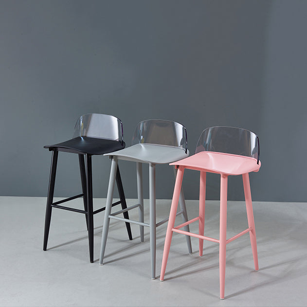 Indoor Rectangle Bar Stool Low Back Plastic Footrest Modern Counter Stool