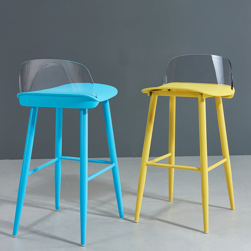 Indoor Rectangle Bar Stool Low Back Plastic Footrest Modern Counter Stool